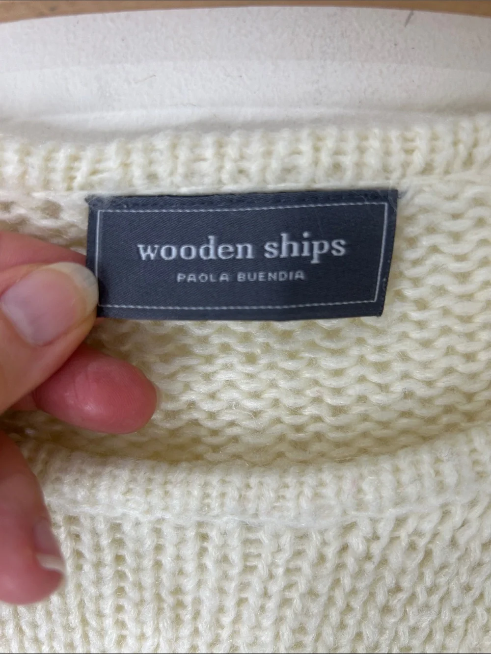 WOODEN SHIPS Ivory and Gray Striped Knit Sweater Size Small/Medium